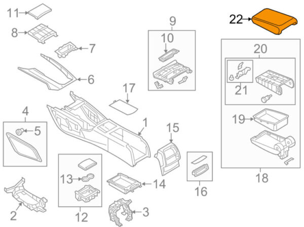 AUDI A6 C7 Center Console Armrest Cover 4G0864248KHB9 ORIGINAL