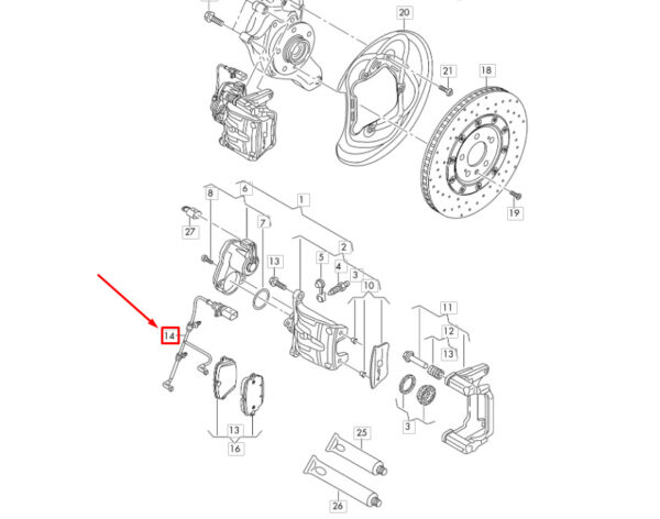 AUDI Q7 4M Rear Brake Pads Wear Indicator Sender Wire 4M0615121D ORIGINAL - Image 2
