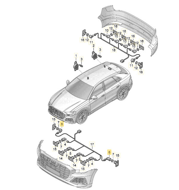 NEW AUDI Q8 4MN Front Bumper Sensor For park assist system SET 6 SENSOR! - Image 4