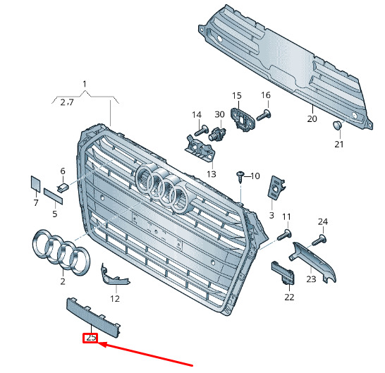 NEW AUDI A4 B9 FRONT LICENSE PLATE BRACKET 8W0807287BRP5 2 NEW AUDI A4 B9 FRONT LICENSE PLATE BRACKET 8W0807287BRP5 - Image 2