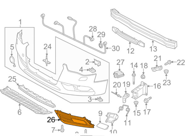 NEW AUDI A4 B8 FRONT BUMPER RIGHT FOG GRILLE 8K0807682P01C GENUINE - Image 2