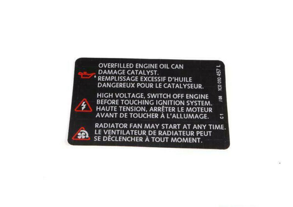 NEW VOLKSWAGEN BEETLE 9C CAUTION LABEL 1C0010457L ORIGINAL