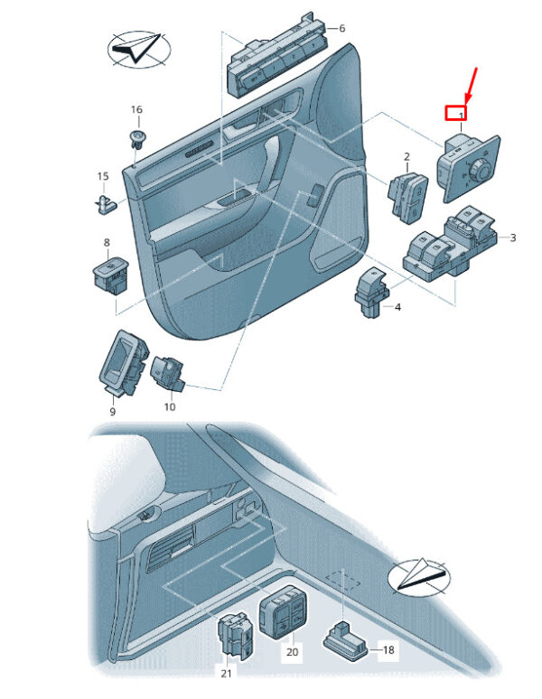 NEW VW TOUAREG 7P MK2 MIRROR ADJUSTMENT SWITCH RHD 7P2959565DICX