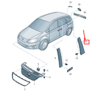 NEW VW SHARAN 7N RIGHT DOOR C-PILLAR TRIM 7N0839904C041