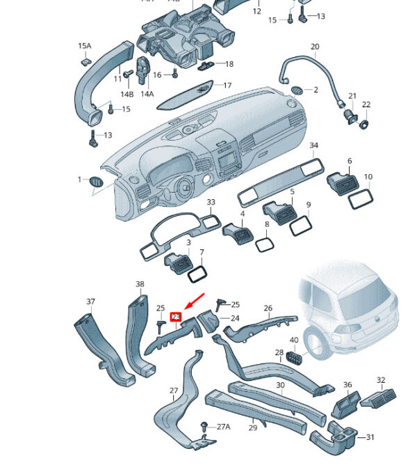NEW VW TOUAREG 7P MK2 RIGHT FOOTWELL VENT RHD 7P0819168A
