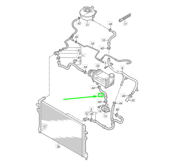 NEW VOLKSWAGEN PASSAT B8 3G COOLANT HOSE 5Q0121063Q