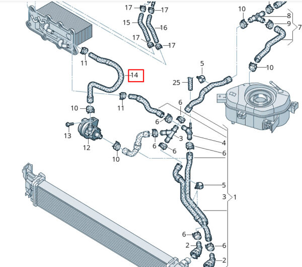 NEW VOLKSWAGEN LOAD UP COOLANT HOSE PIPE 1S0122101AE