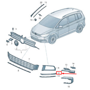 NEW VW TOURAN 5T FRONT RIGHT BUMPER MOLDING 5TA853212B9B9