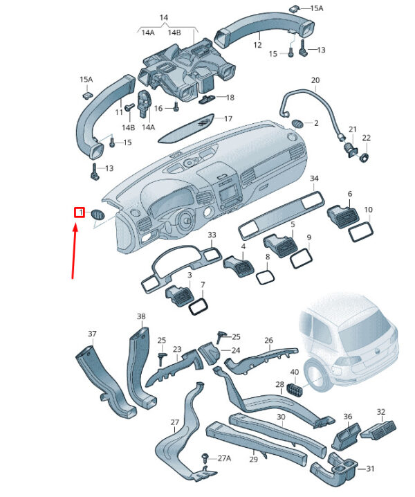 NEW VW TOUAREG 7P MK2 LEFT UPPER DASH DEFROST AIR VENT 7P6819705JC6