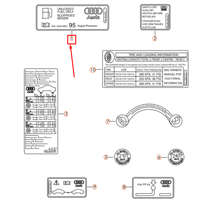 NEW AUDI A4 B8 FUEL STICKER LABEL 8K0010508AE ORIGINAL 1 NEW AUDI A4 B8 FUEL STICKER LABEL 8K0010508AE ORIGINAL