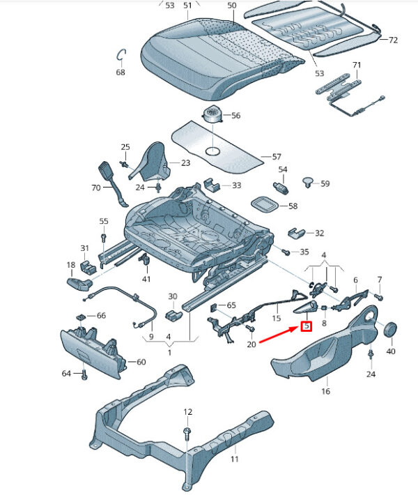 NEW VW TOUAREG MK2 FRONT LEFT SEAT HEIGHT ADJUST. HANDLE 7P6882251A82V