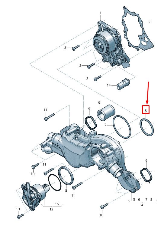 NEW AUDI RSQ8 ENGINE WATER PUMP HOUSING O-RING WHT007814 - oemmparts