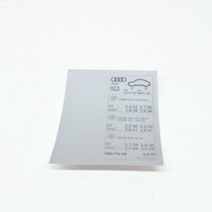 NEW AUDI Q5 FY 80A TYRE PRESSURE DATA PLATE STICKER 80A010502AC ORIGINAL