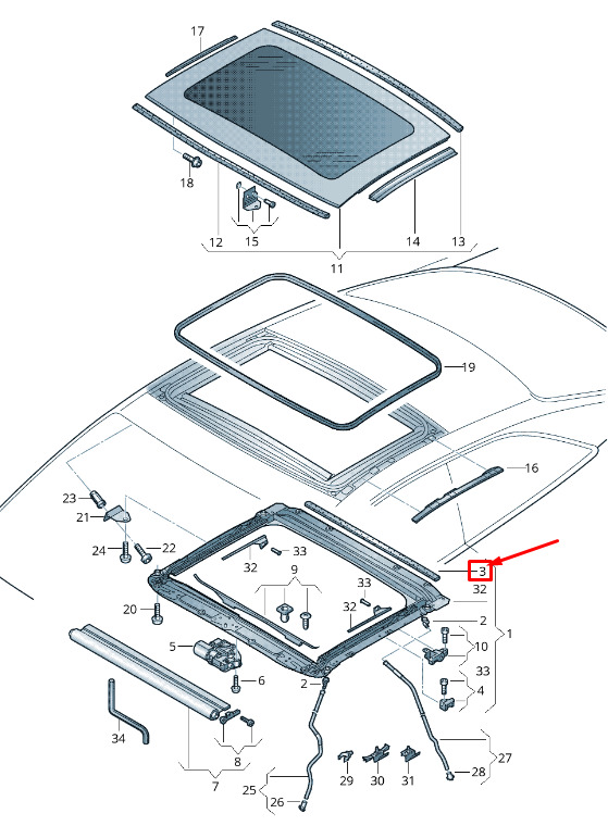 NEW AUDI A5 8T REAR SUNROOF FRAME SEAL 8T0877439 1 NEW AUDI A5 8T REAR SUNROOF FRAME SEAL 8T0877439