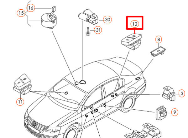 NEW VOLKSWAGEN PASSAT B6 CENTRAL LOCKING SWITCH 3C0962135BREH ORIGINAL