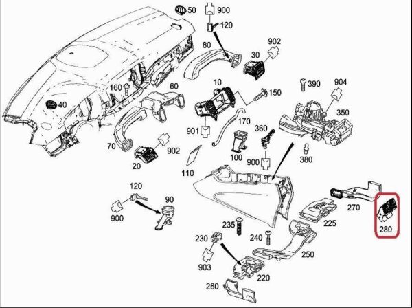 NEW MERCEDES BENZ ML W166 REAR CENTER DASH AIR VENTS OUTLET A16683005542A17