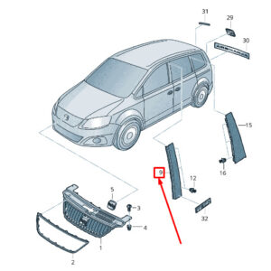 NEW VW SHARAN 7N RIGHT DOOR B-PILLAR TRIM 7N5839902C9B9