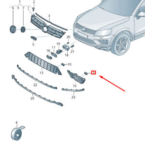 NEW VW TOUAREG 7P MK2 FRONT RIGHT GRILLE COVER CAP 7P6854376D041