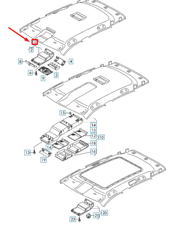 NEW VOLKSWAGEN ARTEON 3H7 ROOF CONSOLE TRAY 5G0868837RM5