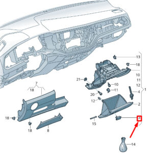 NEW VOLKSWAGEN T-ROC A11 GLOVE BOX OPENING MECHANISM 2GA85714781U