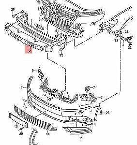 NEW VOLKSWAGEN CC FRONT BUMPER FOAM 3C8807248G ORIGINAL