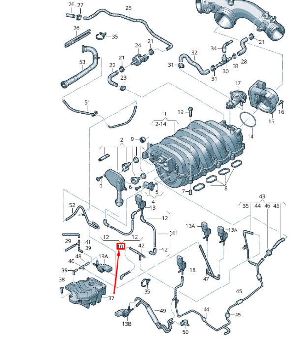 NEW VW TOUAREG 7P MK2 VACUUM PIPE 079133778B
