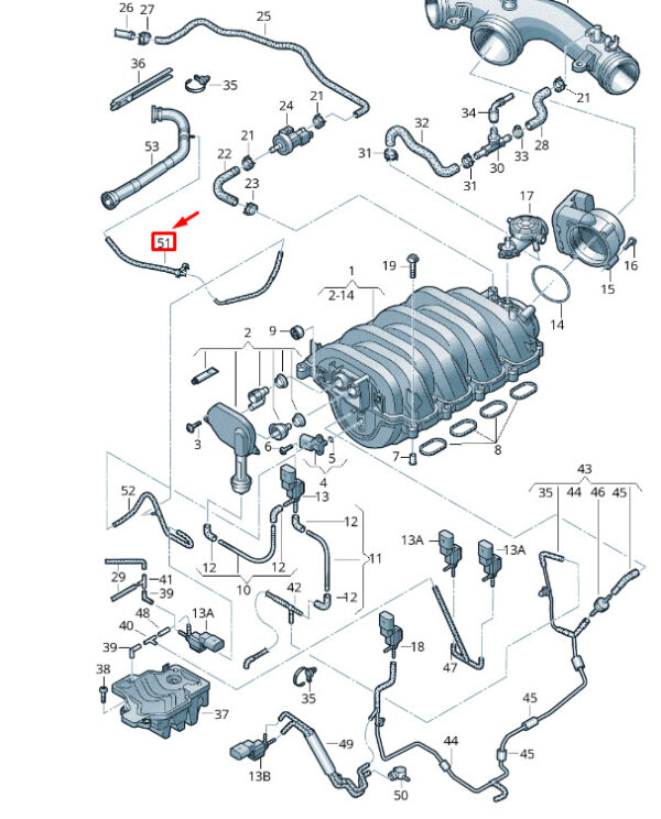 NEW VW TOUAREG 7P MK2 VACUUM HOSE 7P6133798N