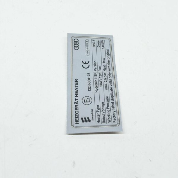 NEW AUDI Q7 4M VEHICLE DATA TAG FOR AUXILIARY HEATER 4M0010525B ORIGINAL - Image 2