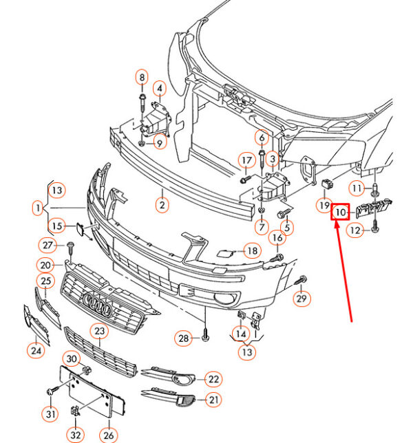 NEW AUDI A3 8P FRONT BUMPER RIGHT GUIDE BRACKET 8P0807184A ORIGINAL - Image 2