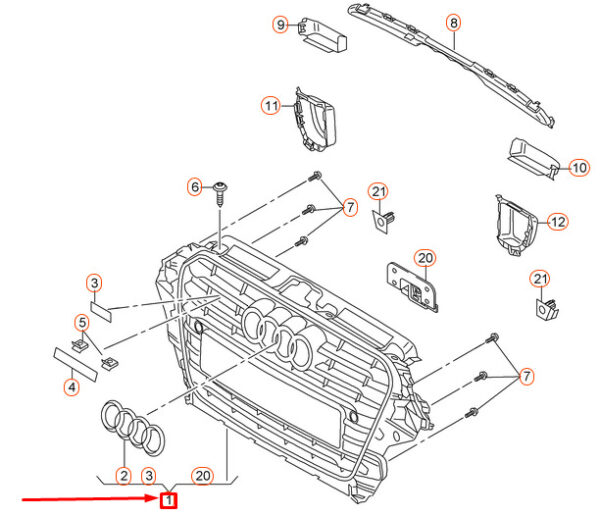NEW AUDI A3 8V RADIATOR GRILLE 8V5853651B1QP - Image 2