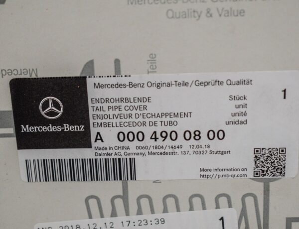 NEW MB C-CLASS W205 AMG REAR EXHAUST LEFT TAIL PIPE TRIM A0004900800 ORIGINAL - Image 2
