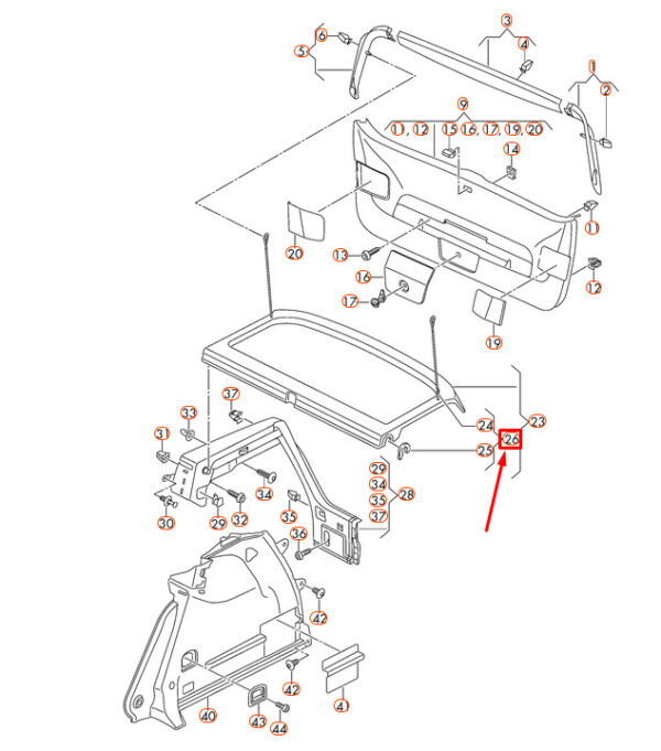 NEW VOLKSWAGEN GOLF MK7 PARCEL SHELF COVER BRACKET REPAIR SET 5G6898780 - Image 2