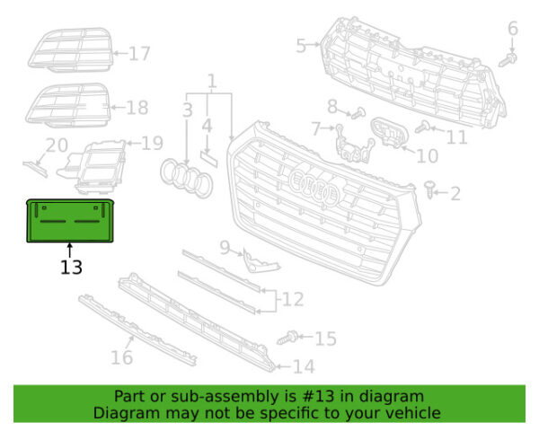 NEW AUDI Q5 FY FRONT BUMPER LICENSE PLATE HOLDER 80A807285M9B9 - Image 2