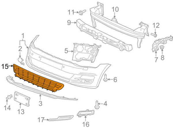 NEW VOLKSWAGEN GOLF MK7 FRONT BUMPER LOWER GRILLE R 5G0853677F041 2014 ORIGINAL - Image 2
