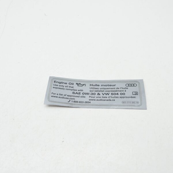 NEW AUDI A3 CABRIO 8V ENGINE DECAL LABEL 8E0010560M ORIGINAL - Image 2