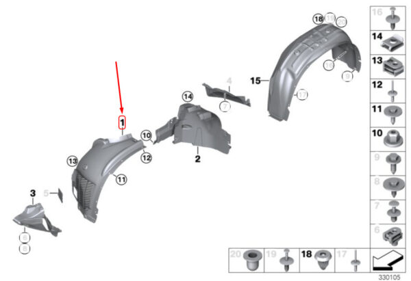 NEW BMW X5 F15 FRONT RIGHT WHEEL ARCH FRONT SECTION COVER 51717290854 ORIGINAL - Image 2