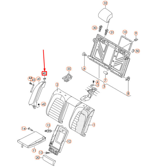 NEW VOLKSWAGEN CC REAR LEFT SEAT BELT GUIDE 3C0857827A9B9 ORIGINAL - Image 2
