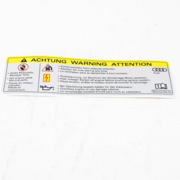 NEW AUDI A1 8X HIGH VOLTAGE SIGN LABEL 8K0010520A ORIGINAL - Image 2