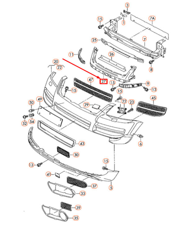 NEW VOLKSWAGEN TOUAREG 7L FRONT BUMPER CENTER GUIDE PROFILE 7L6807699B - Image 4