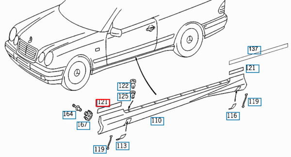 NEW MERCEDES-BENZ CLK C208 FRONT RIGHT ROCKER PANEL TRIM A2086984430 - Image 4