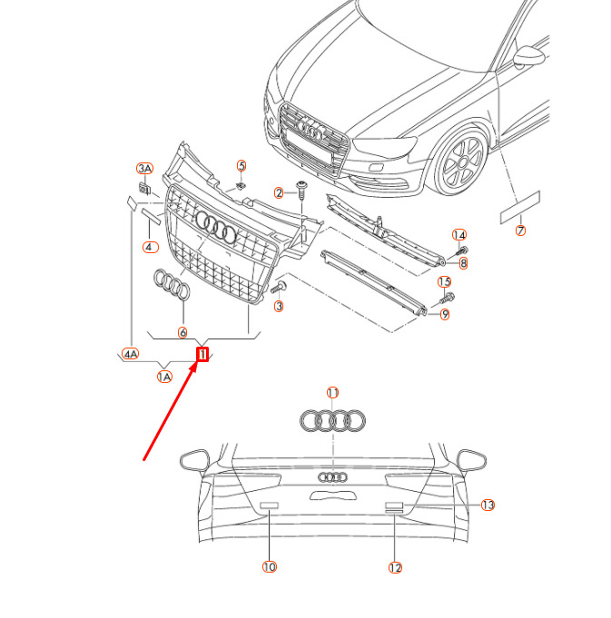 NEW AUDI A5 8T FRONT RADIATOR GRILLE 8T0853651LT94 4 NEW AUDI A5 8T FRONT RADIATOR GRILLE 8T0853651LT94 - Image 4