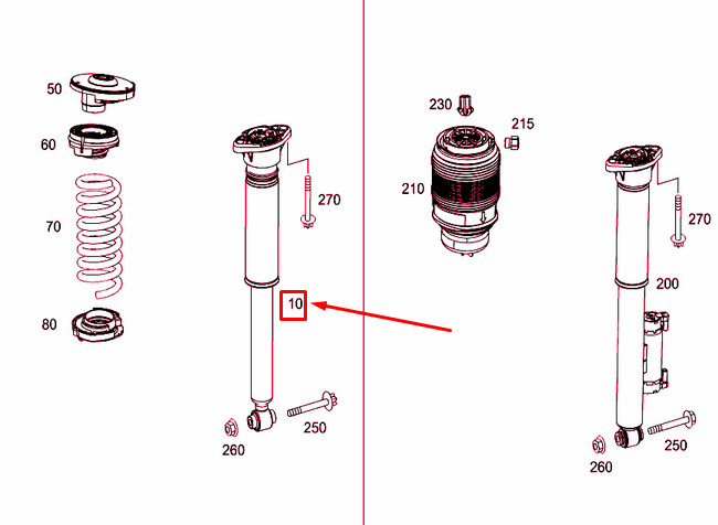 NEW MERCEDES-BENZ C W205 REAR SHOCK ABSORBER A2053208130 ORIGINAL 3 NEW MERCEDES-BENZ C W205 REAR SHOCK ABSORBER A2053208130 ORIGINAL - Image 3