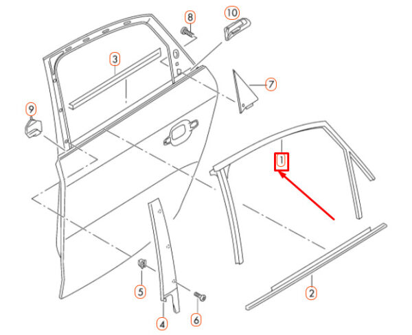 NEW AUDI A4 B8 REAR LEFT DOOR WINDOW GUIDE CHANNEL 8K5839439G - Image 5
