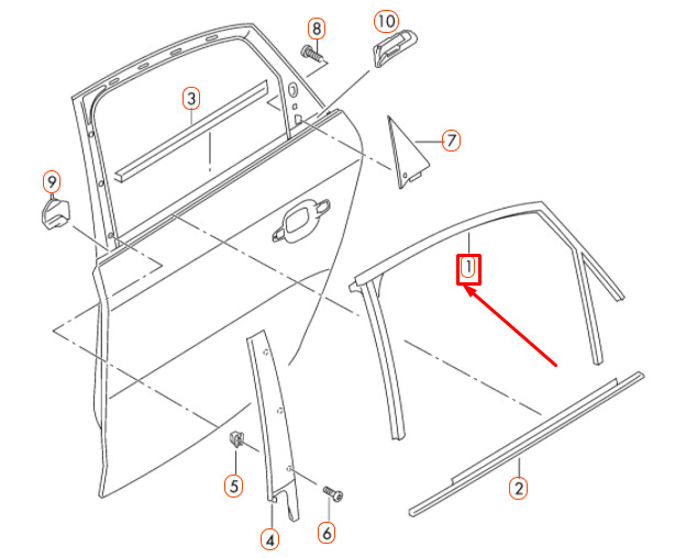 NEW AUDI A4 B8 REAR LEFT DOOR WINDOW GUIDE CHANNEL 8K5839439G 5 NEW AUDI A4 B8 REAR LEFT DOOR WINDOW GUIDE CHANNEL 8K5839439G - Image 5