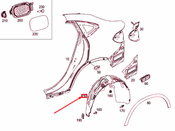 NEW MB GLC COUPE C253 REAR LEFT WHEEL HOUSING COVER A2536900530 ORIGINAL - Image 3