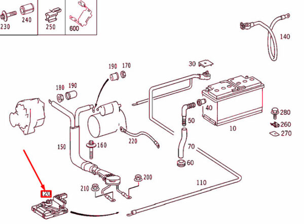 NEW MERCEDES-BENZ S W220 BATTERY CABLE CONNECTOR A2205460541 ORIGINAL - Image 3