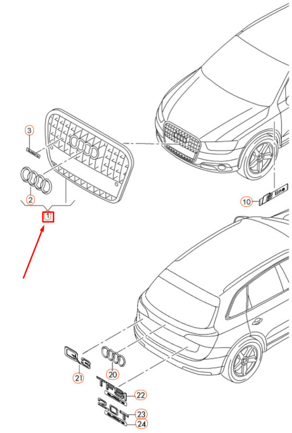 NEW AUDI Q3 8U FRONT RADIATOR GRILLE 8U0853651KVMZ - Image 5