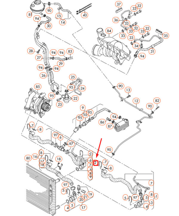 NEW VOLKSWAGEN CC RADIATOR UPPER COOLANT HOSE 3C0122101GJ - Image 5