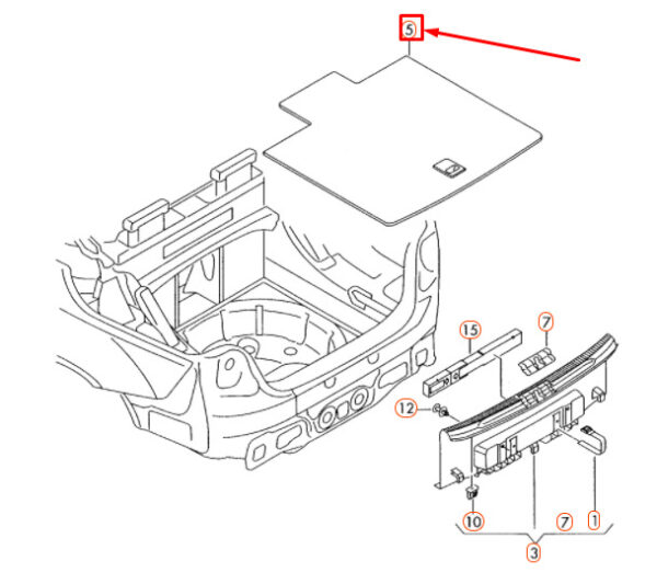 NEW VOLKSWAGEN EOS LUGGAGE COMPARTMENT FLOOR COVER 1Q0863463G1BS - Image 5