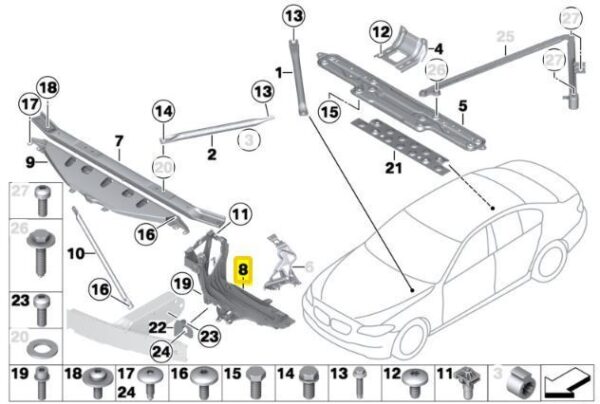 NEW BMW 6 F06 F12 F13 RIGHT HEADLIGHT SUPPORT BRACKET 7211520 - Image 5